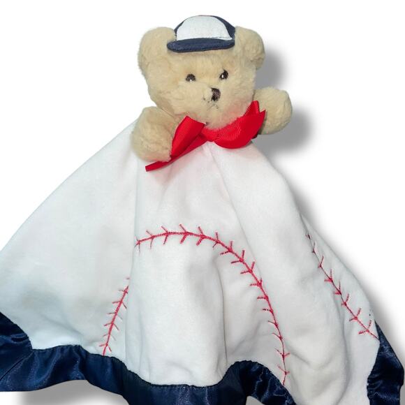 Bearington 18" Baby Lovey Lil Slugger Baseball Bear Snuggler Security Blanket - Picture 2 of 12